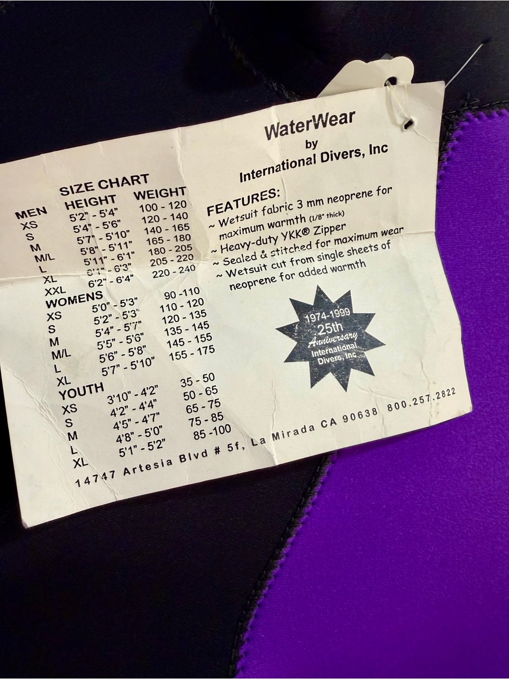 Vintage 90s WaterWear by International Divers Inc. Women's Shorty Wetsuit NWT S - Picture 5 of 7